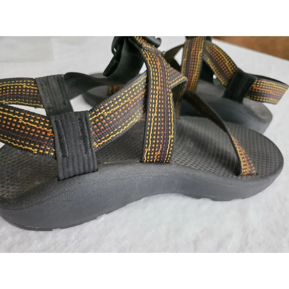 Chaco Z Cloud Men's Size 8 Black w/ Orange Yellow Rust Sandals